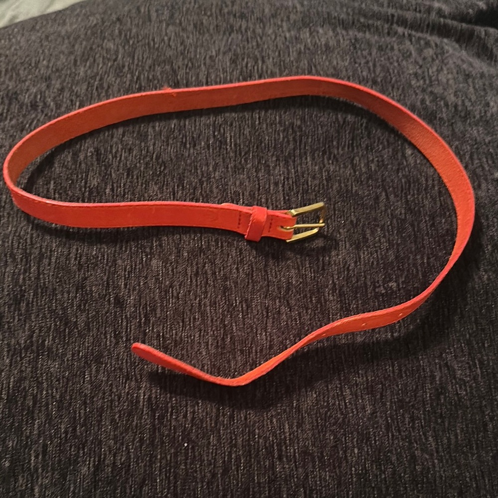 Omega reddish orange leather belt
